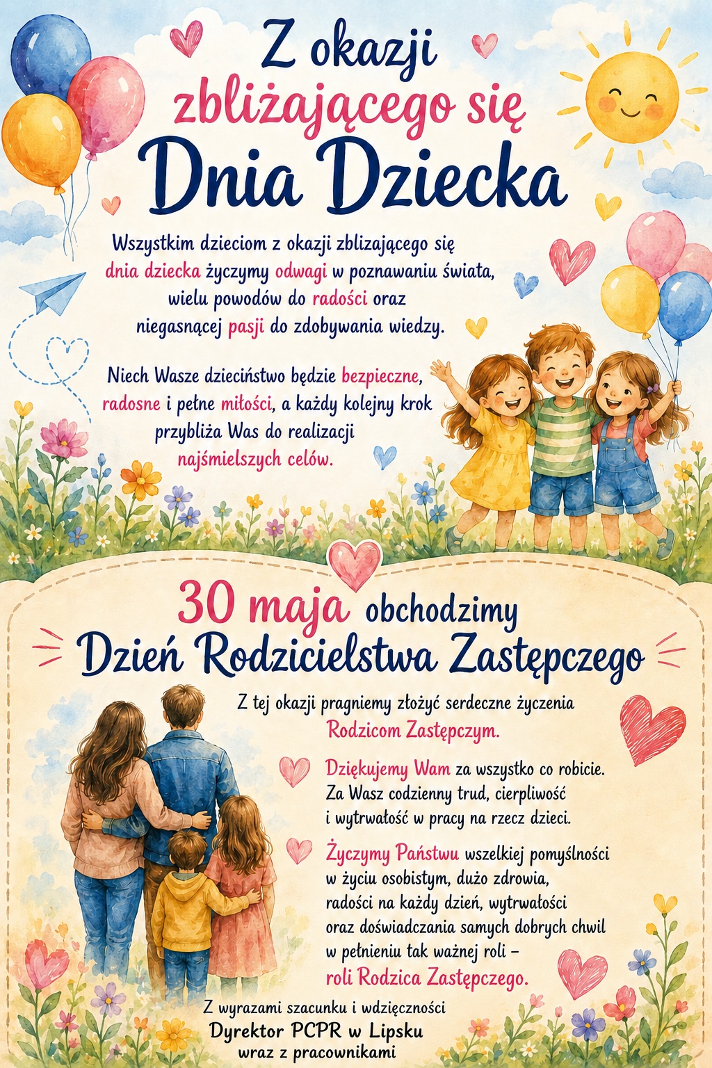 Życzenia z okazji Dnia Dziecka i Dnia Rodzicielstwa Zastępczego