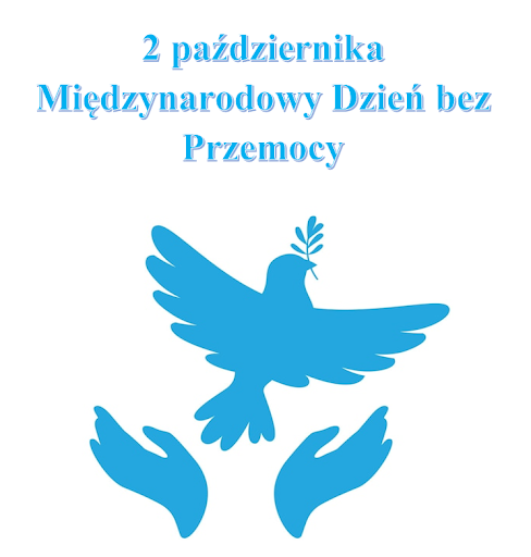 Symbol gołębia z gałązką wypuszczanego z dłoni w kolorze niebieskim
